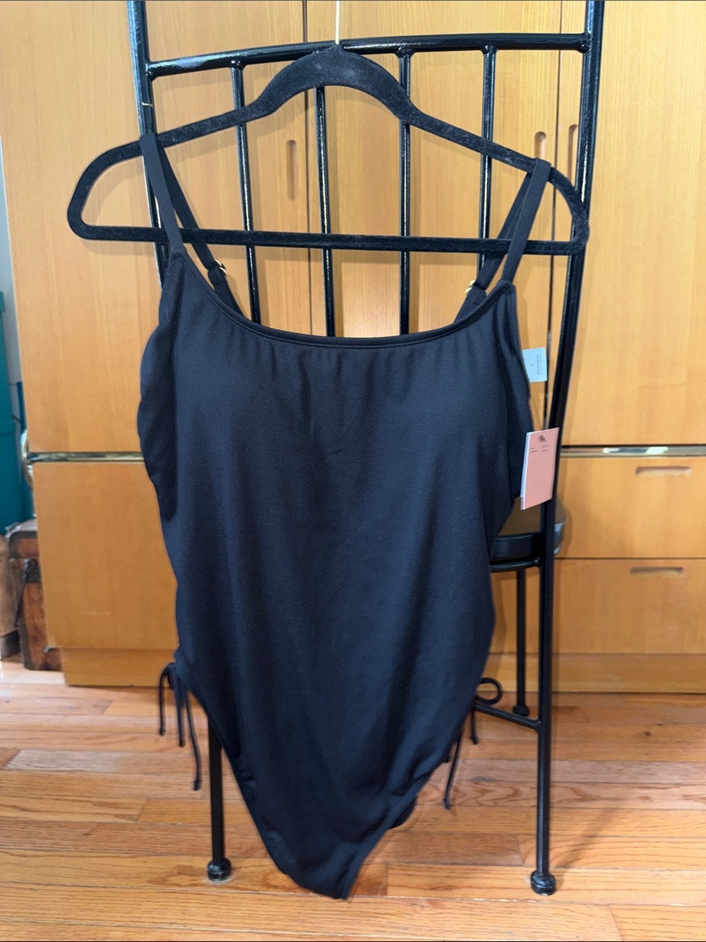 Shade & Shore Black Adjustable-Strap One-Piece Swimsuit with Side Ties